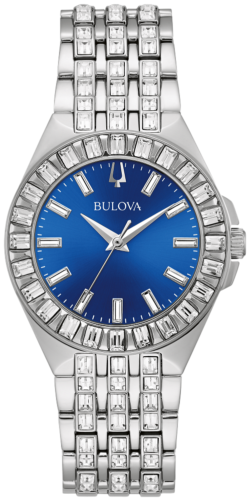 Bulova Phantom Baguette Crystal Blue Dial Womens Watch 96L290