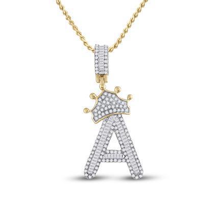 7/8ctw Diamond Baguette Letter Crown A 10k Gold Pendant 154551