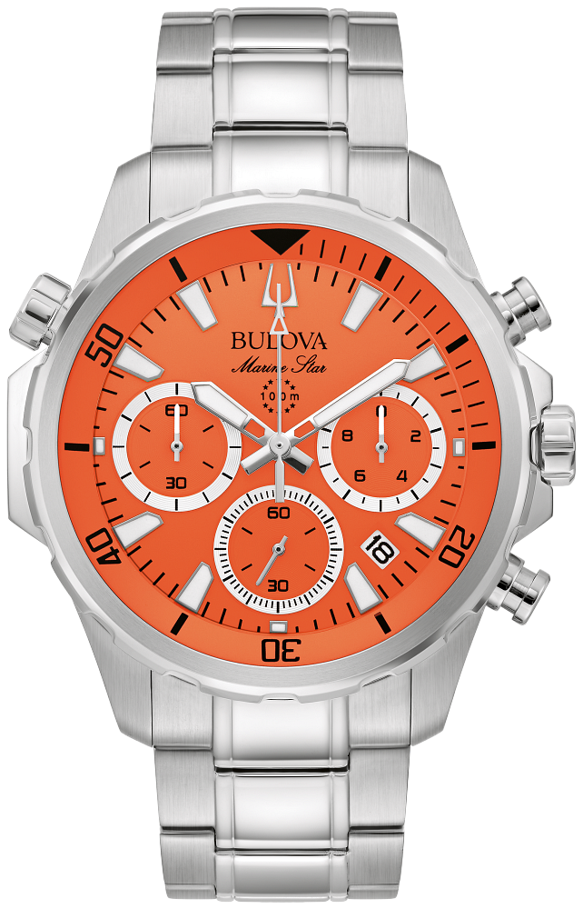 Bulova Marine Star Orange Dial Chronograph Men's Watch 96B395