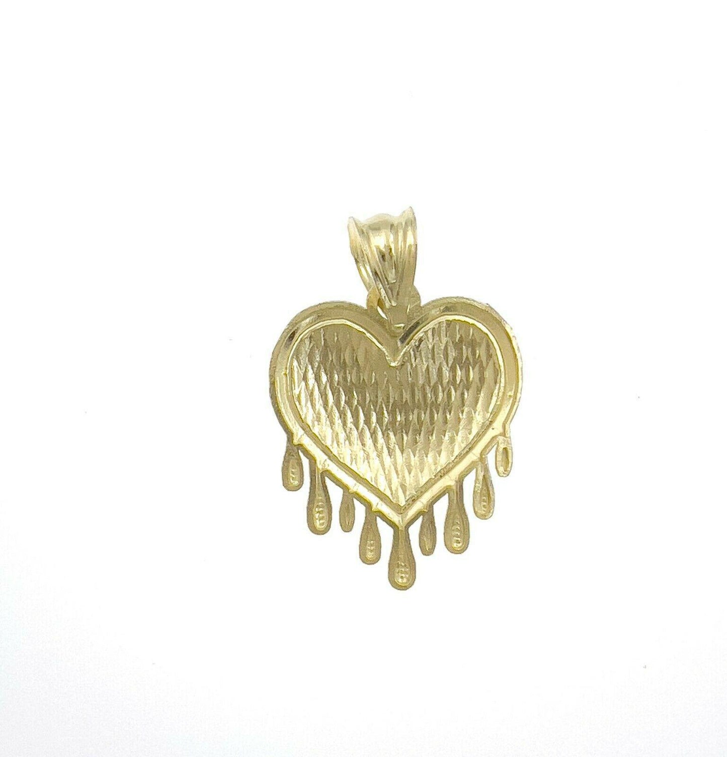 Heart Love Dripping Pendant 10k Yellow Gold Charm 1.5"