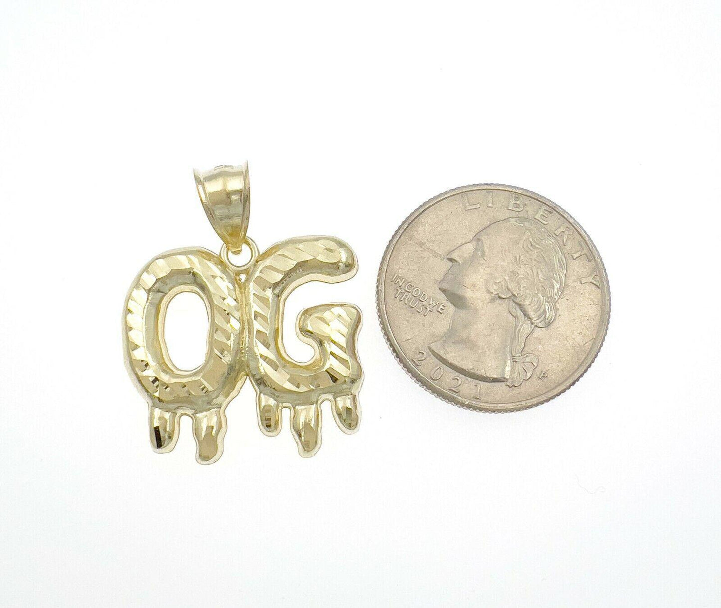 OG Original Gangster Pendant 10k Gold Mens Charm 1.2"