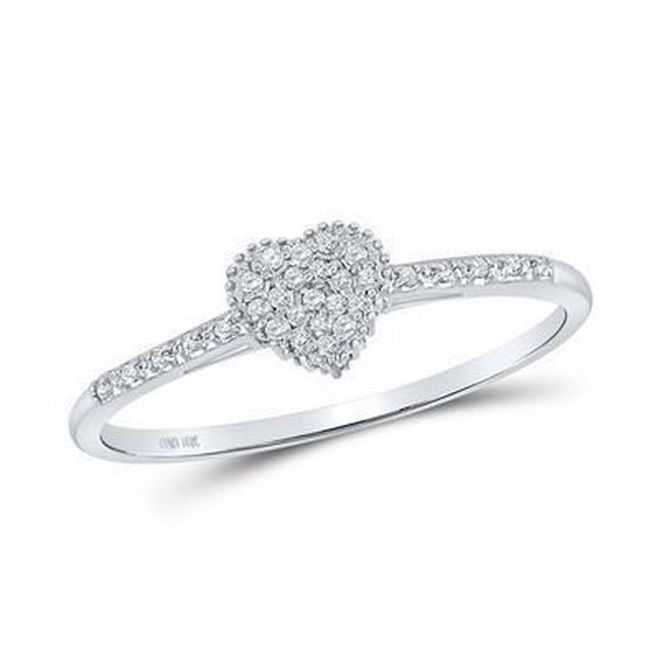 Diamond Heart Promise Ring 10k White Gold