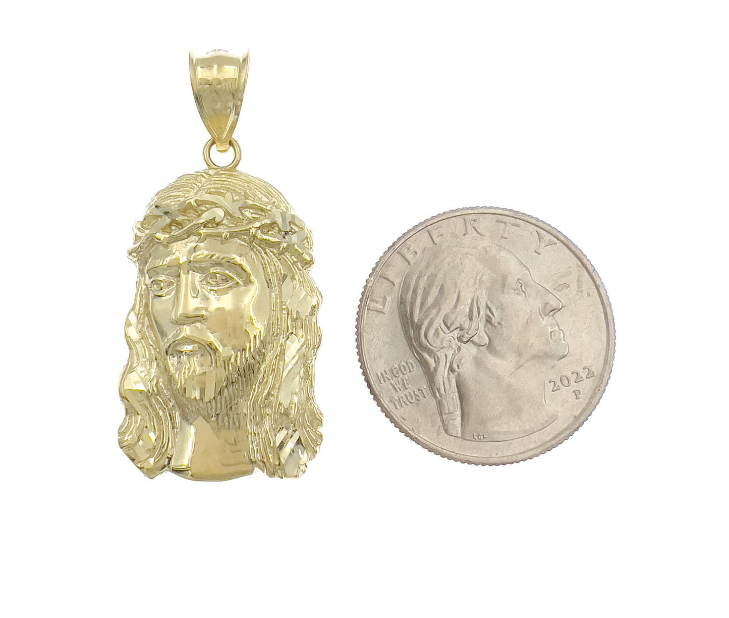 10k Gold Jesus Head Pendant