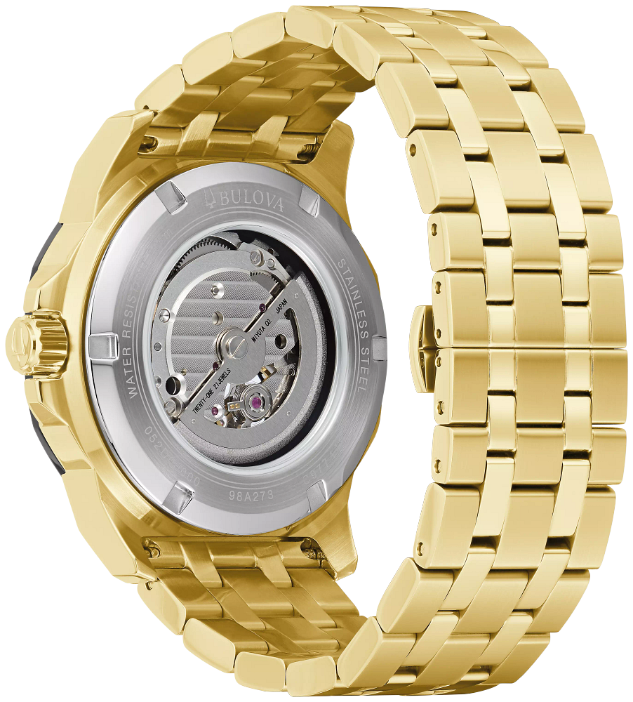 Bulova Marine Star Gold Tone Automatic Men Watch 98A273