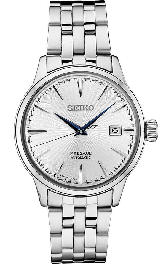 Seiko Presage Cocktail Time Sunburst Silver tone Automatic Mens Watch SRPB77