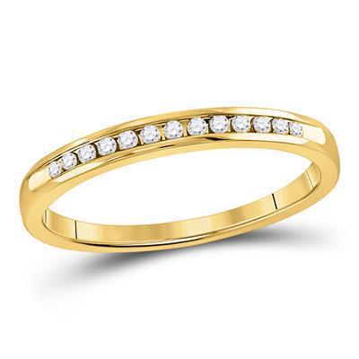 14kt Yellow Gold Womens Round Diamond Wedding Single Row Band