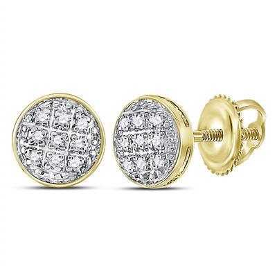 Diamond Round Stud Earrings 10K Yellow Gold
