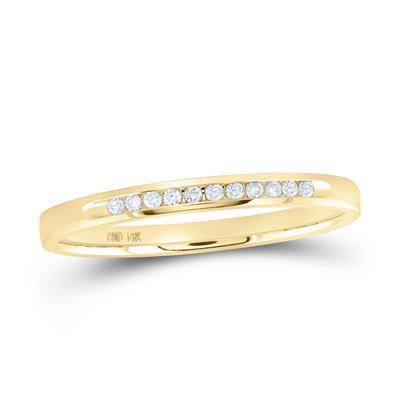 14kt Yellow Gold Womens Machine Set Round Diamond Wedding Band