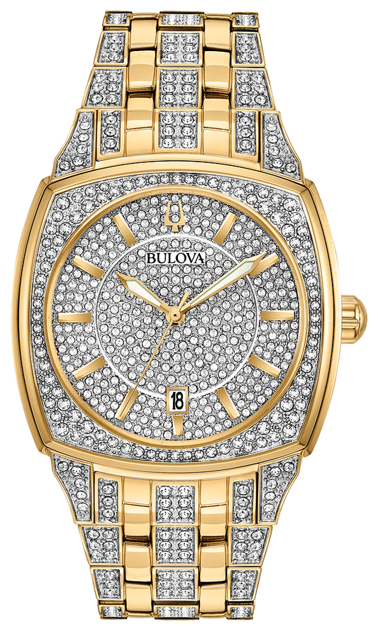 Bulova Phantom Crystal Gold Tone Men Watch 98B323