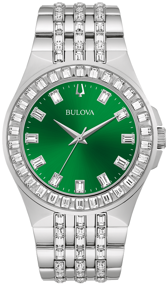 Bulova Crystal Green Dial Men Watch 96A253
