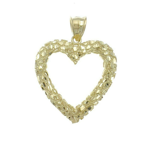 10k Yellow Gold Heart Love Nugget Pendant Charm 5.2g