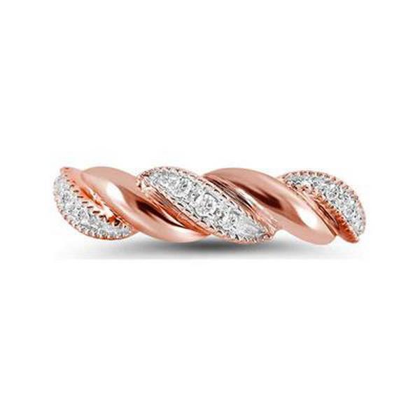 Diamond Band Ring 14k Rose Gold Crossover