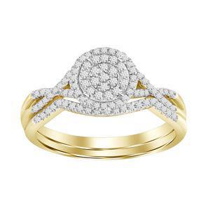 10k Yellow Gold Wedding Diamond Bridal Ring Set 0.25cttw