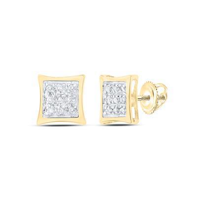 Diamond Stud Square Earrings 10k Yellow Gold 1/20ctw