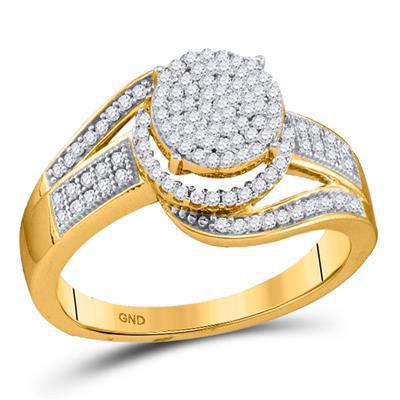 3/8 cttw Round Diamond Cluster Bypass Engagement Ring 10k Yellow Gold