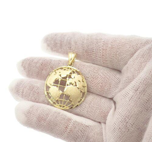 World Globe Pendant 10k Yellow Gold Charm 1.3"