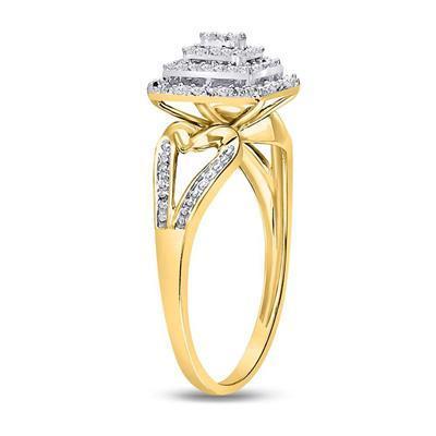 Diamond Engagement Square Ring 10k Yellow Gold