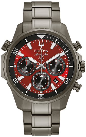 Bulova Marine Star Red Dial Chronograph Men Watch 98B350