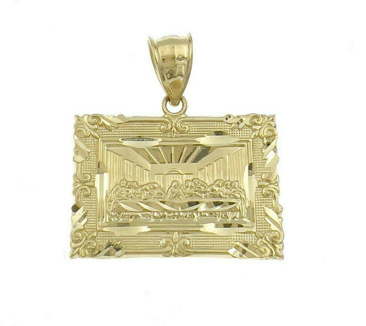 10k Yellow Gold Last Supper Pendant Charm 1"