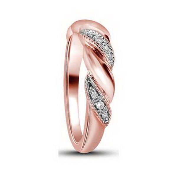 Diamond Band Ring 14k Rose Gold Crossover