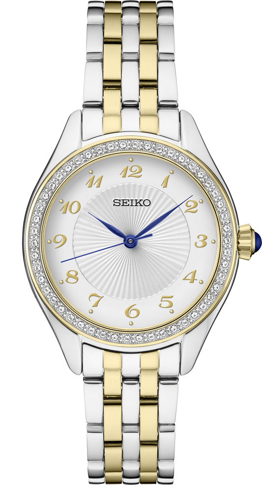 Seiko Essentials Womens Two tone Crystals Watch SUR392