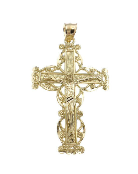 10k Yellow Gold Jesus Crucifix Pendant Charm Cross