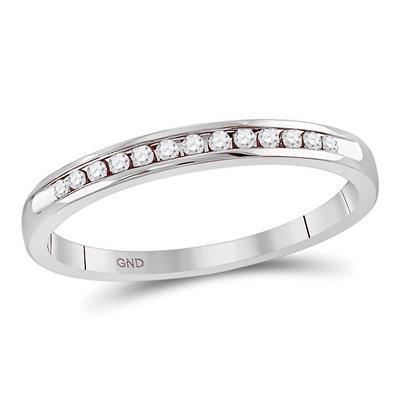 14kt White Gold Round Diamond Single Row Channel-set Wedding Band