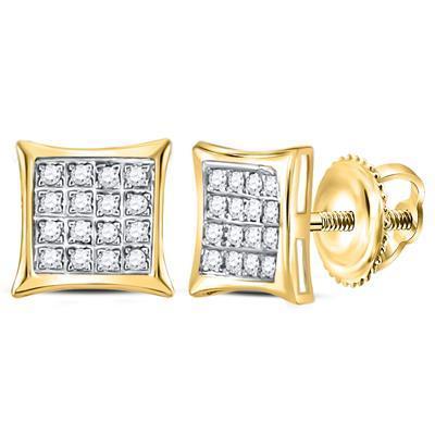 Diamond Stud Earrings Square 10k Gold Screw Back