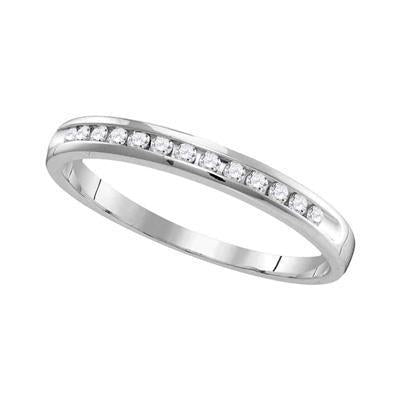 14k White Gold Diamond Band 1/6ctw Wedding Single Row Ring