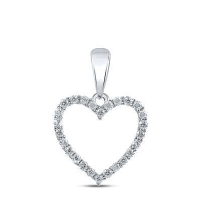 Diamond Heart Pendant  10k White Gold Charm 1/10cttw