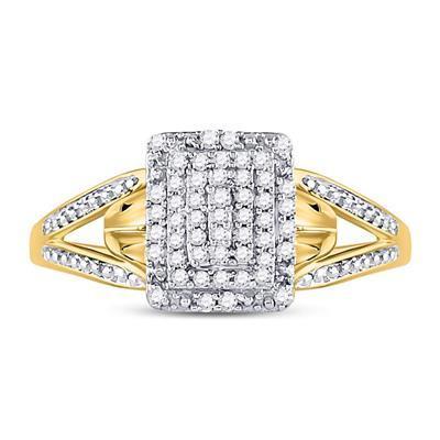 Diamond Engagement Square Ring 10k Yellow Gold