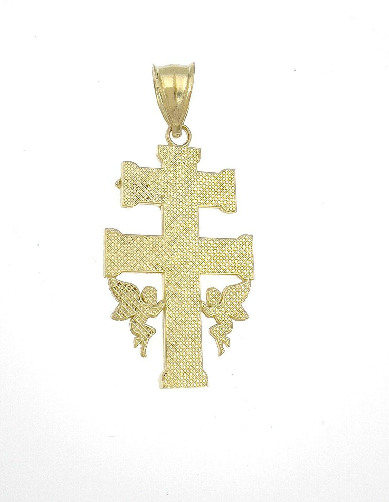 Crucifix Caravaca Cross Pendant 10k Gold Charm 1.6"