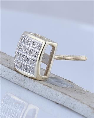 Diamond Earrings Stud Square 10k Yellow Gold