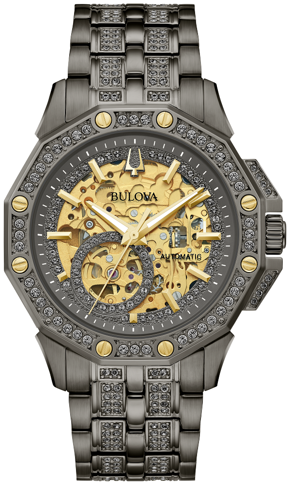 Bulova Black Octava Crystal Men Automatic Watch 98A293