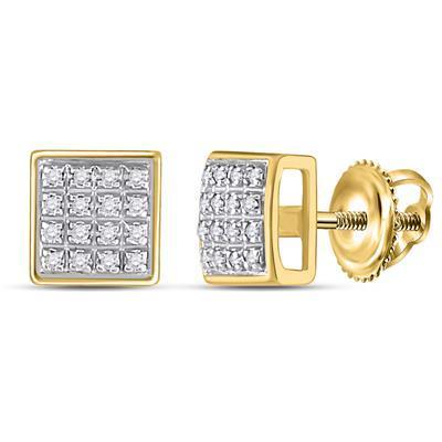 Diamond Earrings Stud Square 10k Yellow Gold 1/10ctw