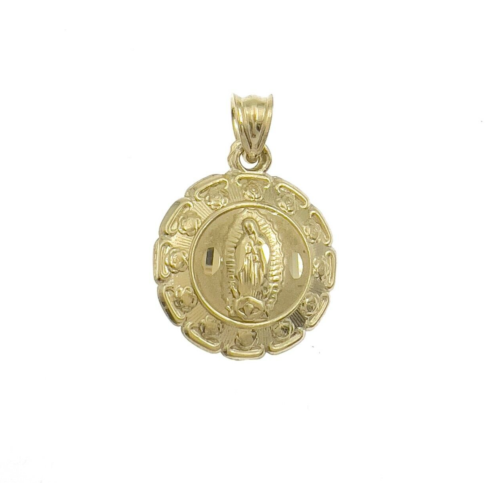 Jesus Head Virgin Mary Medallion Pendant Charm 10k Yellow Gold
