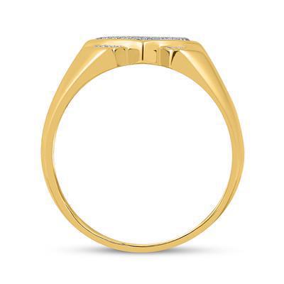 0.25cttw Diamond Diagonal Offset Square Mens Ring 10k Yellow Gold