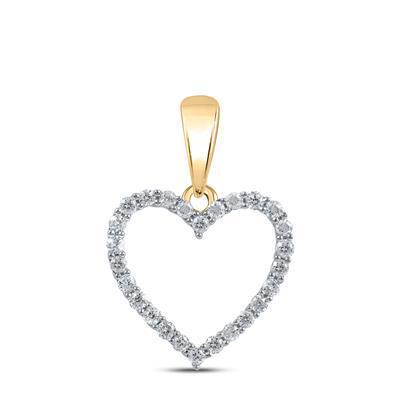 Diamond Heart Pendant 10k Yellow Gold Charm 1/10cttw