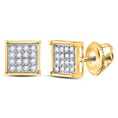 Diamond Stud Square Earrings 10k Yellow Gold