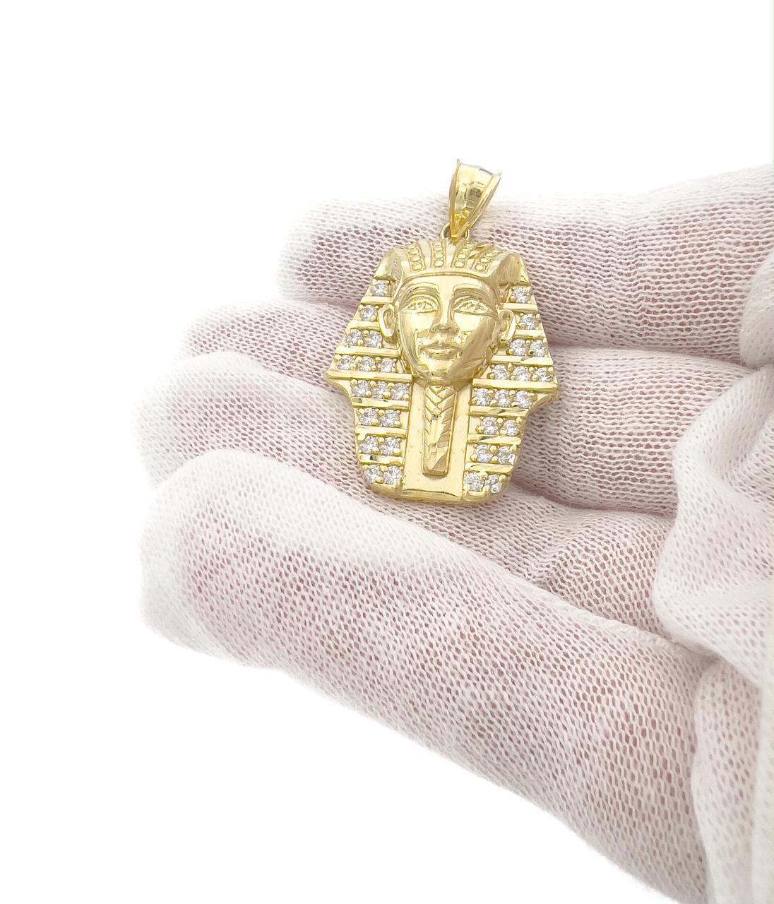 10k Yellow Gold Egyptian Pharaoh King Pendant Charm