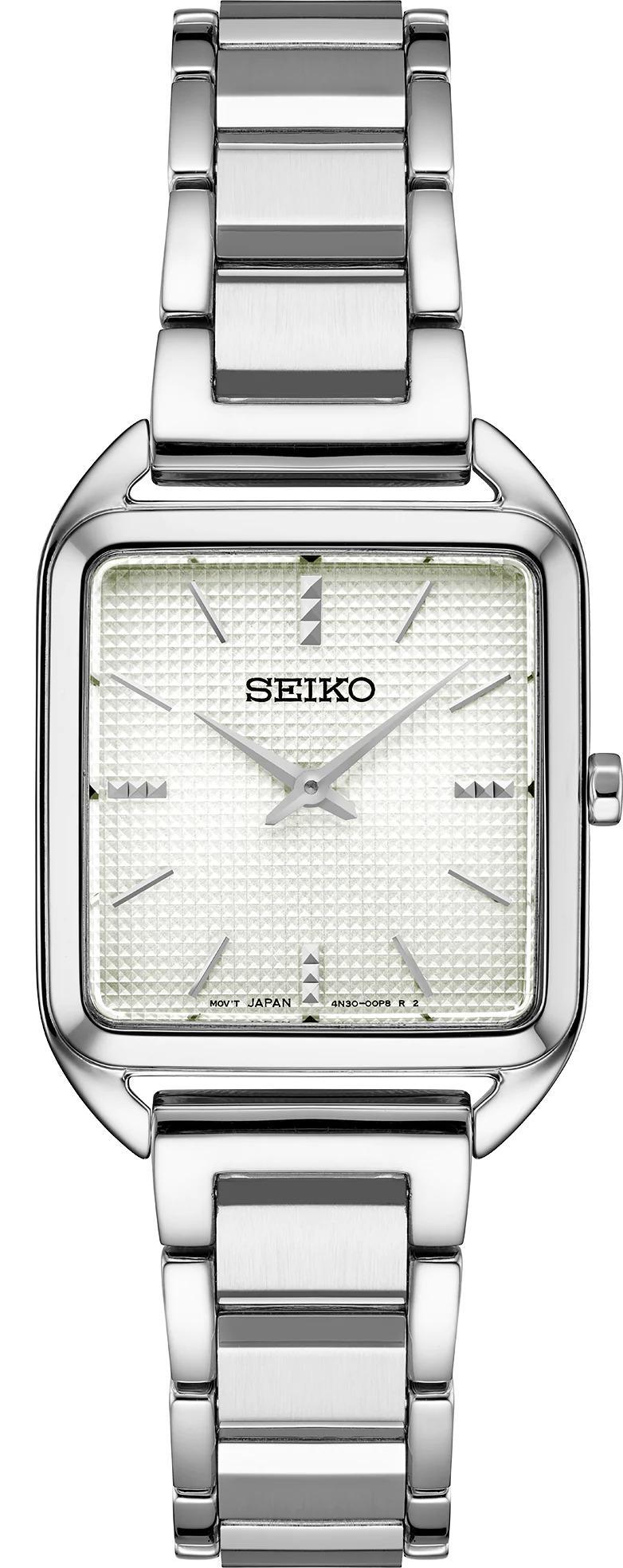 Seiko Essentials Collection Rectangular Silver Dial Womens Watch SWR073