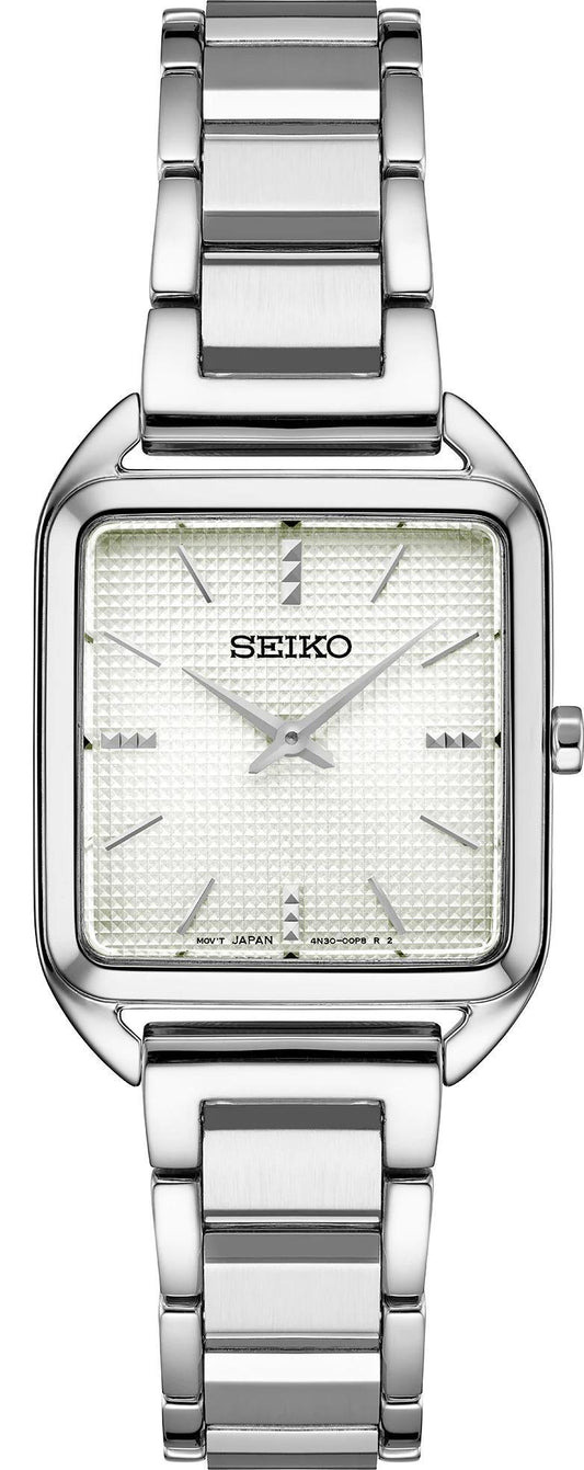 Seiko Essentials Collection Rectangular Silver Dial Womens Watch SWR073