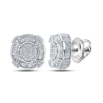 1/6ct Diamond Earrings Sterling Silver Round Stud