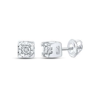 Diamond Stud Earrings Sterling Silver 1/20ctw