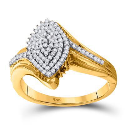 10kt Yellow Gold Women's Round Diamond Oval Cluster Ring 1/3 Cttw