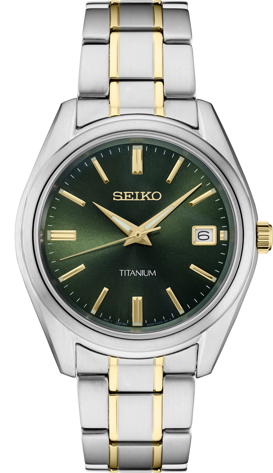 Seiko Essentials Men's Watch Titanium Green Dial SUR377