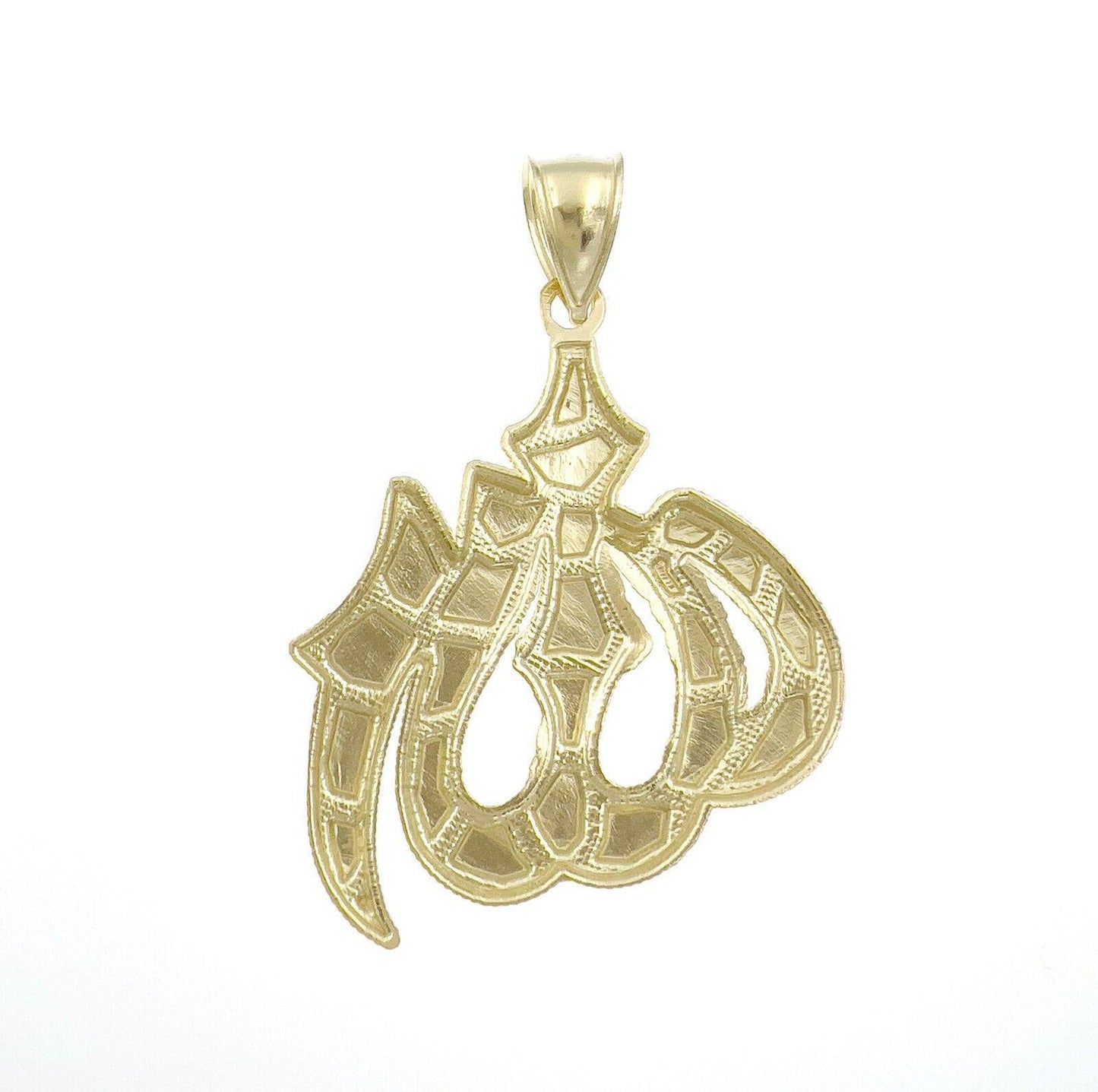 10k Gold Islamic Allah Arabic Pendant Charm Nugget 2"