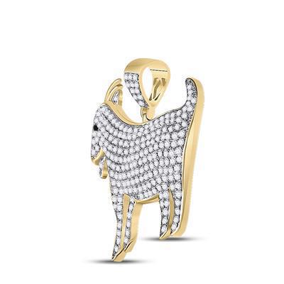 Diamond Goat Pendant 10k Yellow Gold Charm 2 7/8cttw