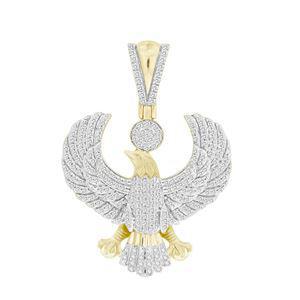 Diamond Eagle Pendant 10k Yellow Gold Charm 0.50cttw