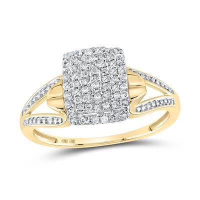 Diamond Engagement Square Ring 10k Yellow Gold